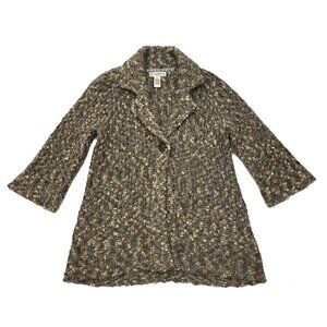 Susan Bristol Cardigan Sweater Womens 1X Boucle Mohair Alpaca Wool Jacket